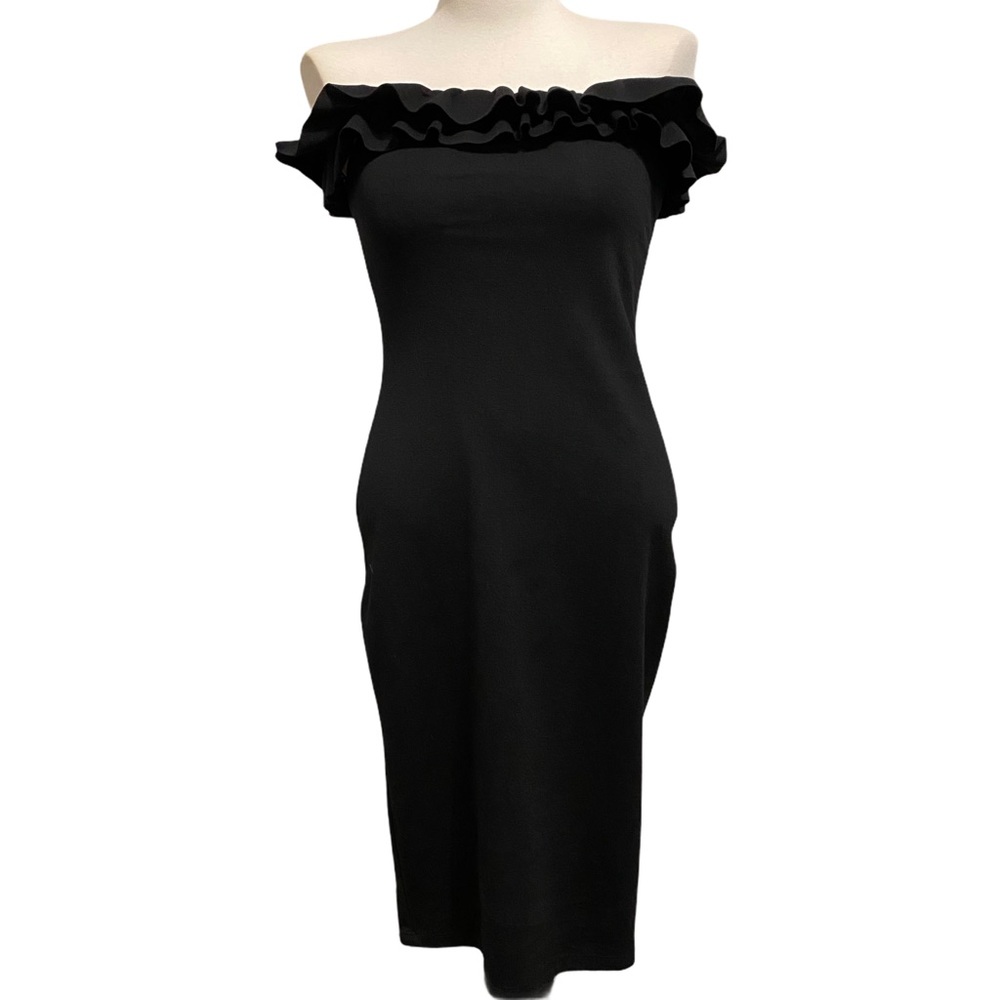 Zara Off Shoulder Ruffle Midi Dress Size Medium
